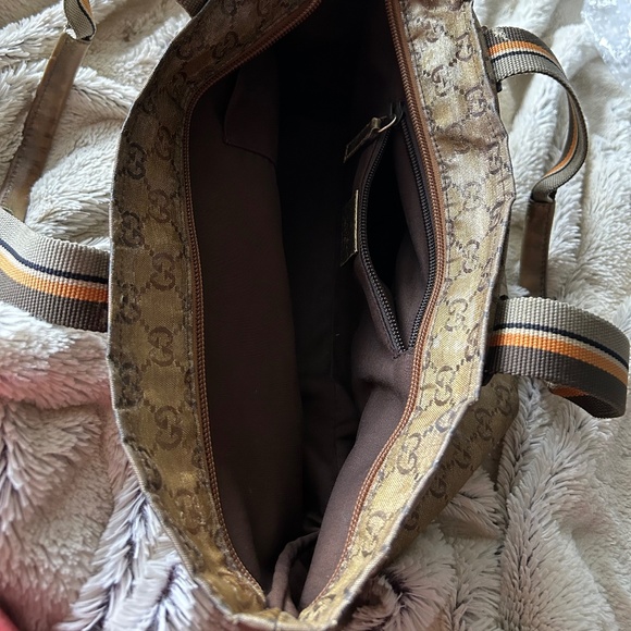 Vintage GUCCI GG Crystal Shoulder Tote PVC Leather Gold - Picture 8 of 9